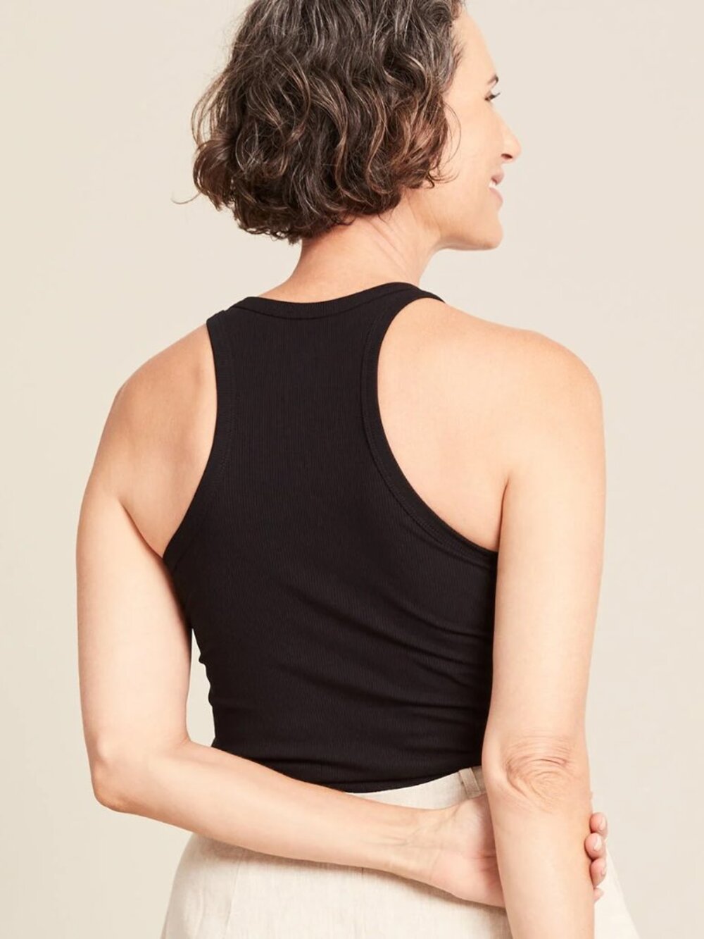 Ribbed Racerback Tank - Black